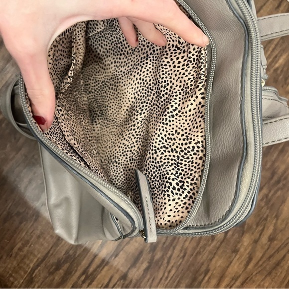 Seven Days Women’s Grey Vegan Faux Leather Small Backpack With Front Pocket - Picture 10 of 14